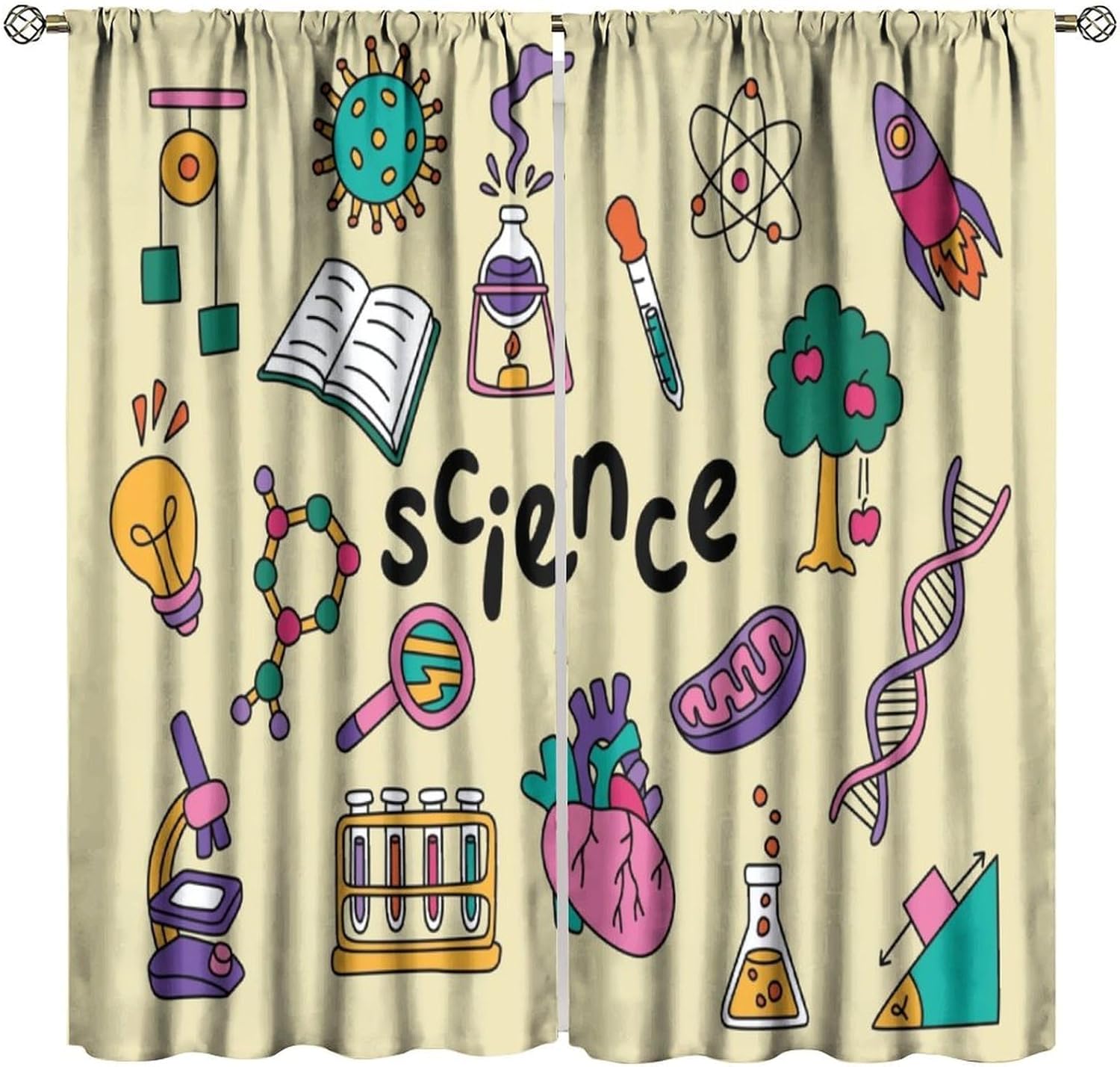 Science Nursery - Tende a tema scientifico, 2 pezzi,