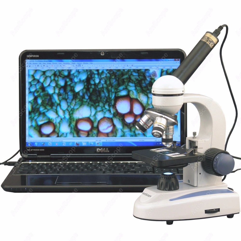 Amscope Microscope Compound 40X-1000X - Microscopio Composto Monoculare Senza Fili AmScope