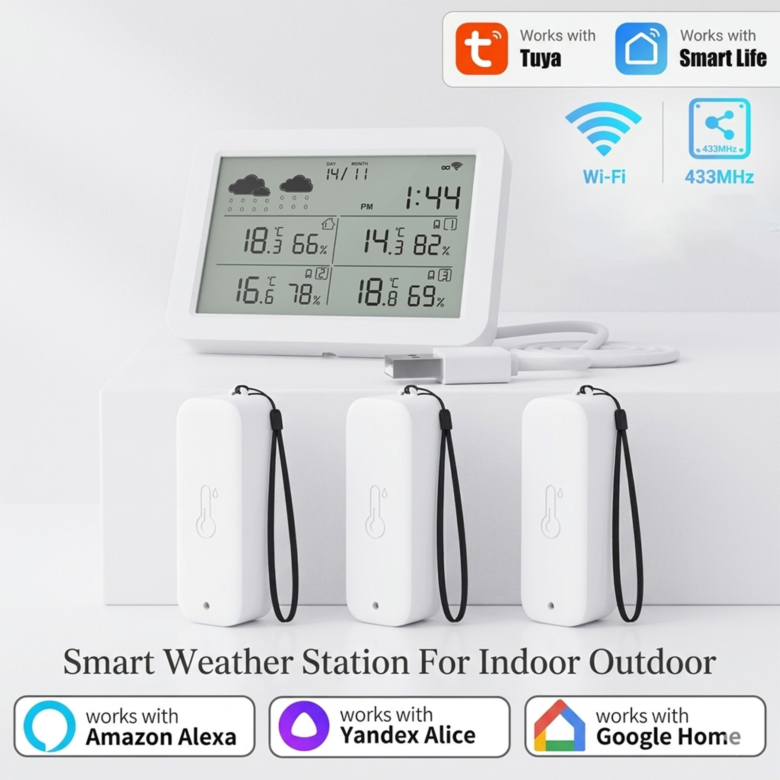 Weather Station Indoor - Stazione Meteo Tuya WiFi+RF433, Smart Home