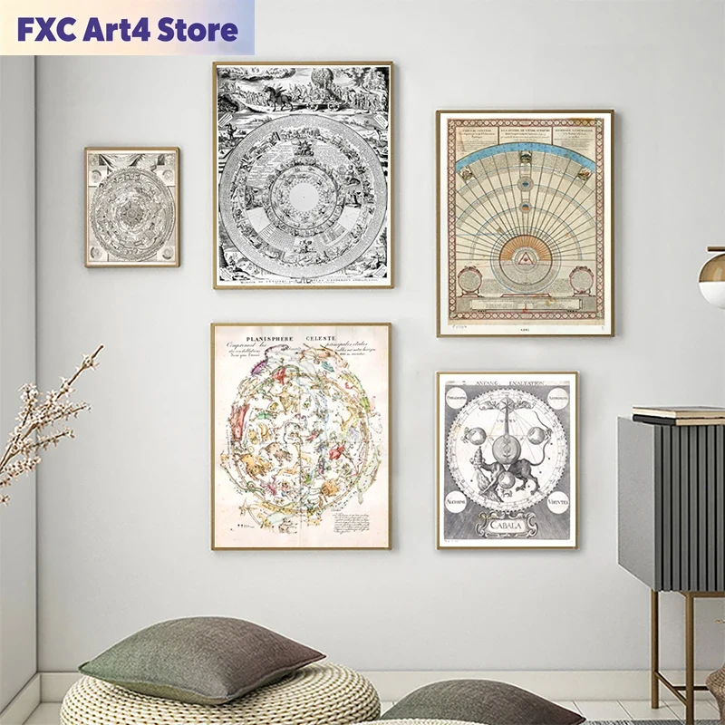 Star Map Poster - Poster Vintage Senza Cornice con Mappa
