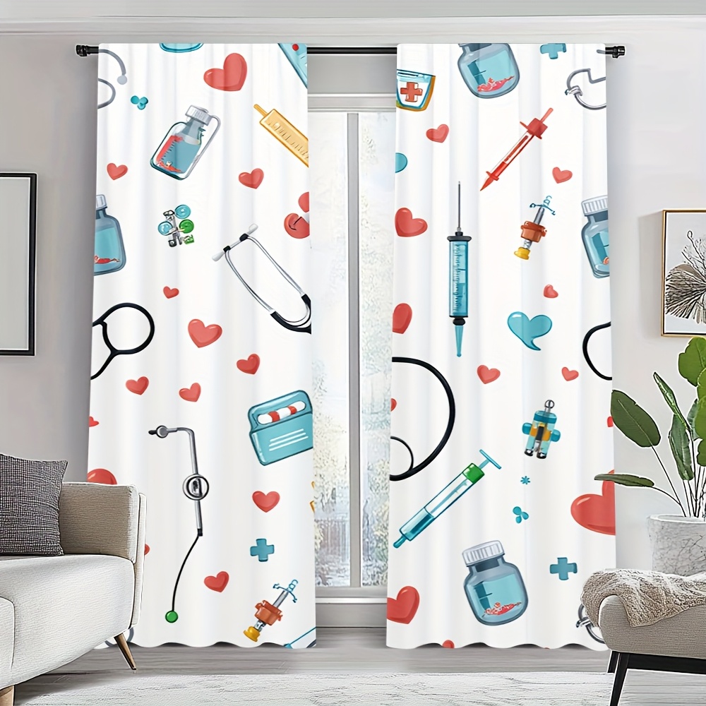 Science Nursery - Tende con Motivi Medici Estetici in